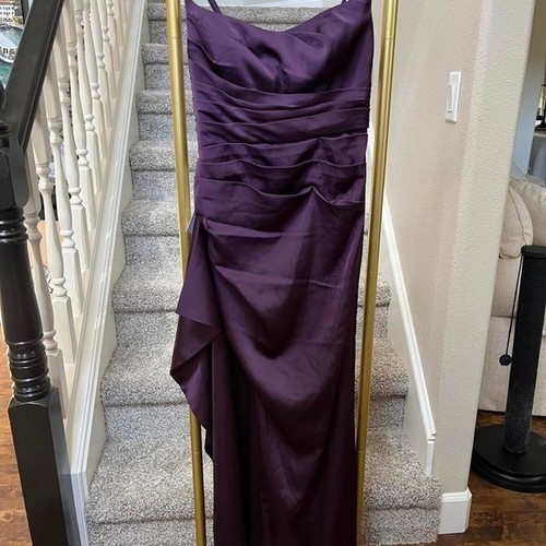 Azazie plum satin maxi - , ruched